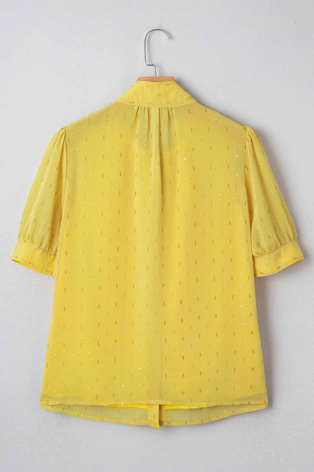 Yellow Cream Metallic Jacquard Short Sleeve Shirt 231c9396128995b9