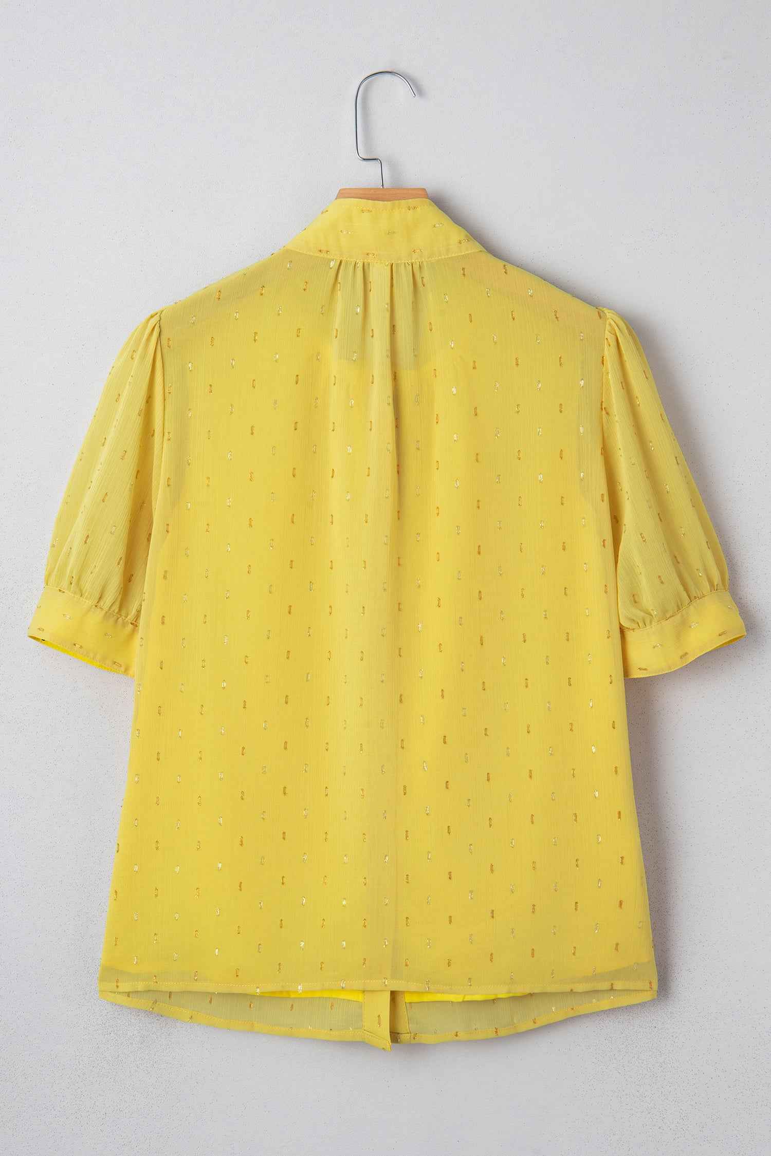 Yellow Cream Metallic Jacquard Short Sleeve Shirt 231c9396128995b9