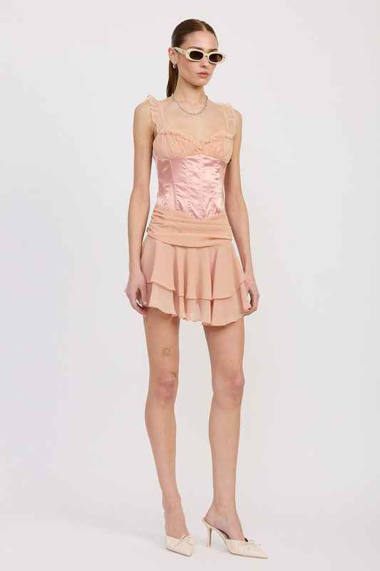 CONTRASTED MINI CORSET DRESS WITH RUFFLE DETAIL 23203106_967f9953-d81b-4815-9d50-46f38078a943