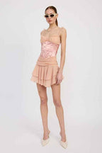 CONTRASTED MINI CORSET DRESS WITH RUFFLE DETAIL 23203106_edf2ddbb-0f09-4b86-aeae-bf326ca3cbf5