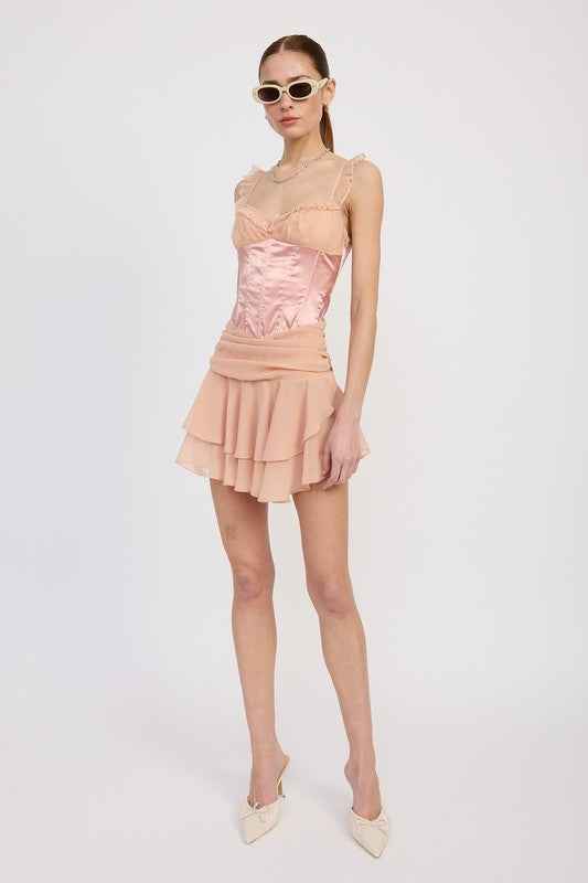 CONTRASTED MINI CORSET DRESS WITH RUFFLE DETAIL 23203106_edf2ddbb-0f09-4b86-aeae-bf326ca3cbf5