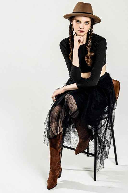 Waterfall PolkaDot Mesh Ruffle Midi Skirt 23272794_531fb409-8334-4b65-9db4-10ca2605c09b