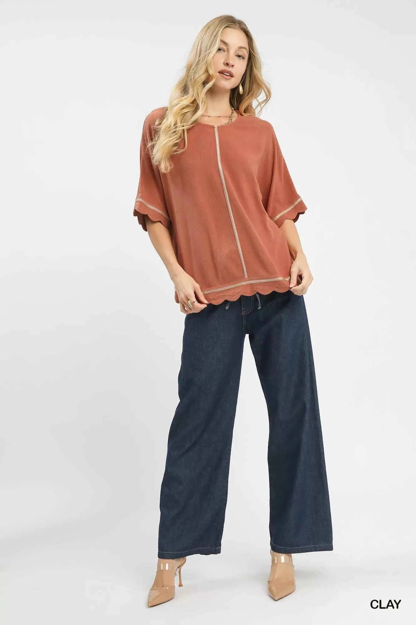 Linen Blend Scallop Trim Top 2327cdbc-f8d3-401d-bd67-d0ff16a6126c-Max-Origin