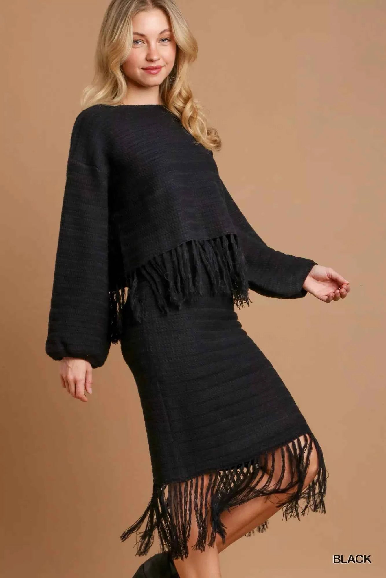 Umgee Crochet Knit Crop Top with Frey Hem 2329727b-a409-4b1b-a213-cd7306c628c3-Max-Origin
