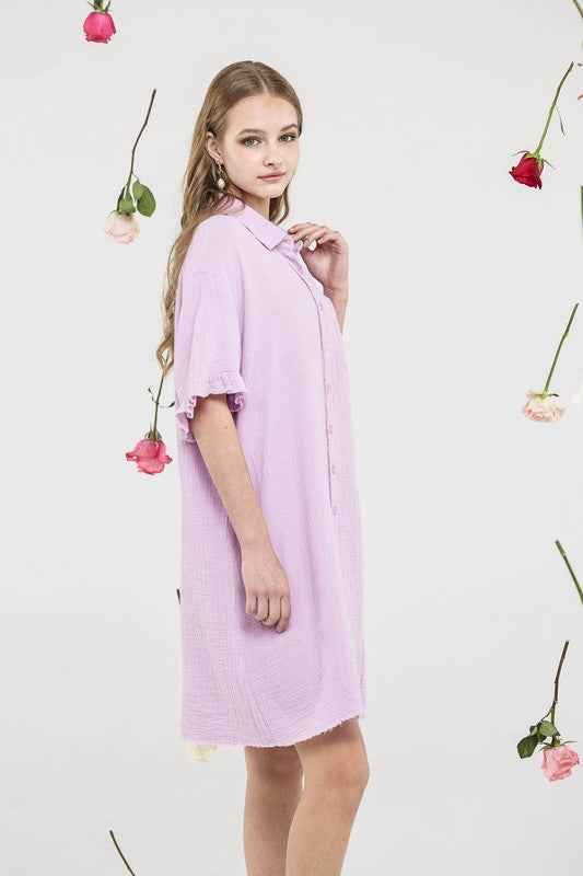 Frayed Edges Breezy Button down Shirt Dress 23320439_a3713994-4890-4d67-9697-68e0084a1614