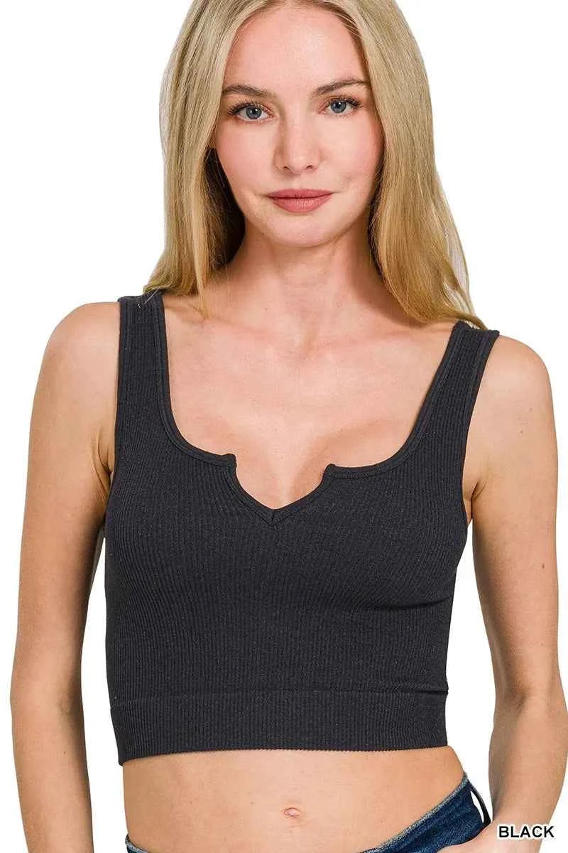Zenana Seamless Split Neck Bra Tank Top BLACK 2333078700464a92a6ed0cd23079ad07-Max-Origin