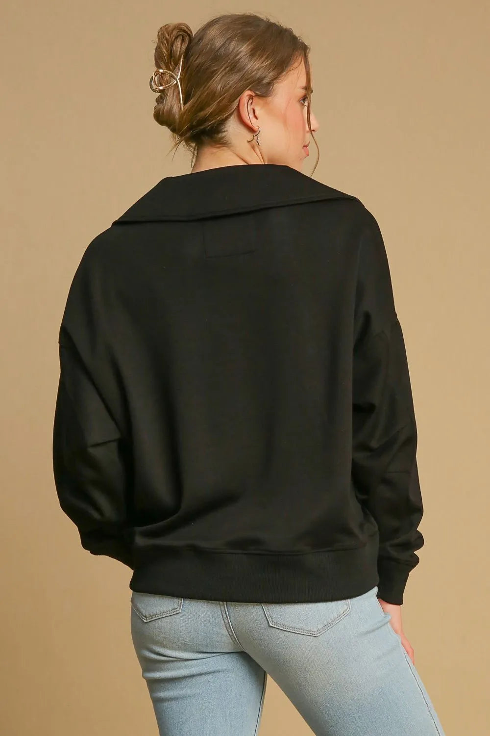 Umgee Johnny Collar Dropped Shoulder Sweatshirt 23377c21-5371-41e7-8e40-07347fa71be5-Max