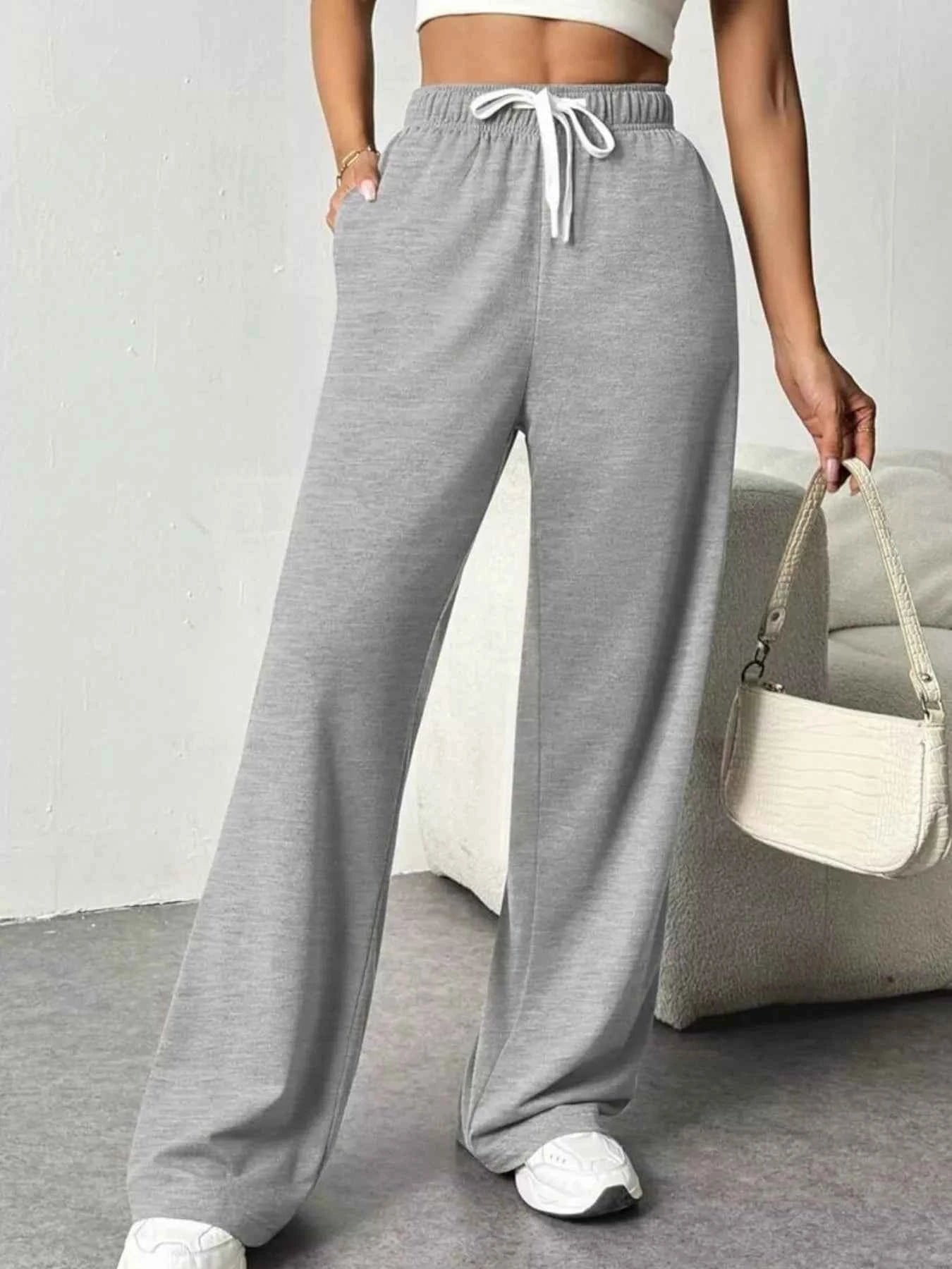 Drawstring Wide Leg Pants Gray 2337b784-84e7-4d35-919a-eb640c90bb89-Max-Origin