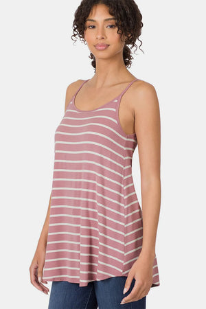 Striped Curved Hem Cami LT ROSE IVORY 233fe0ed-92be-4dcd-ab1c-59a98a7a4a9c-Max