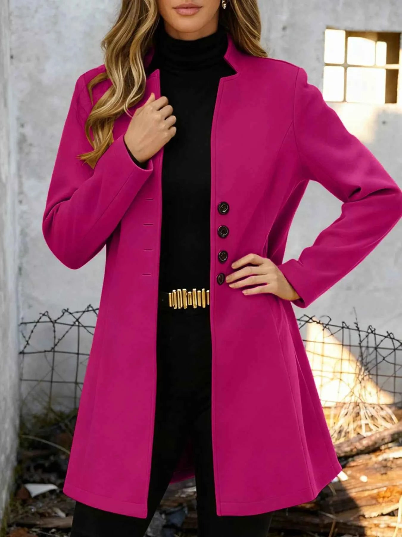 Button-Down Longline Outerwear Deep Rose 233fe656-8e6a-4f5c-9d56-038551f043a2-Max-Origin