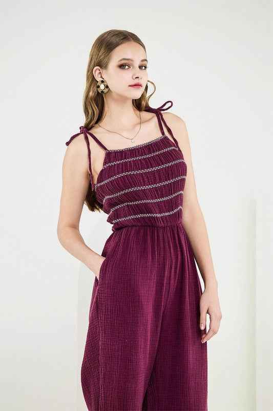 Smocked Top Wide Leg Gauze Jumpsuits 23403052_6eef00a2-208e-429b-9d54-e416ff619c61