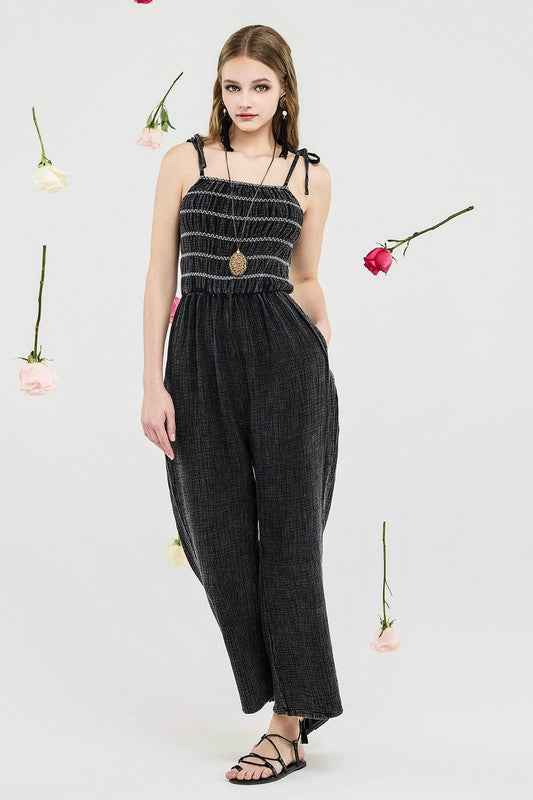 Plus Smocked Top Wide Leg Gauze Jumpsuits Black 23403053_69bedd62-c066-451b-8735-8d6261f16c9f