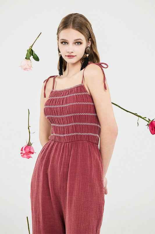 Plus Smocked Top Wide Leg Gauze Jumpsuits D.k marsala 23403053_aca771bb-d17c-4a86-8754-d52075727b45