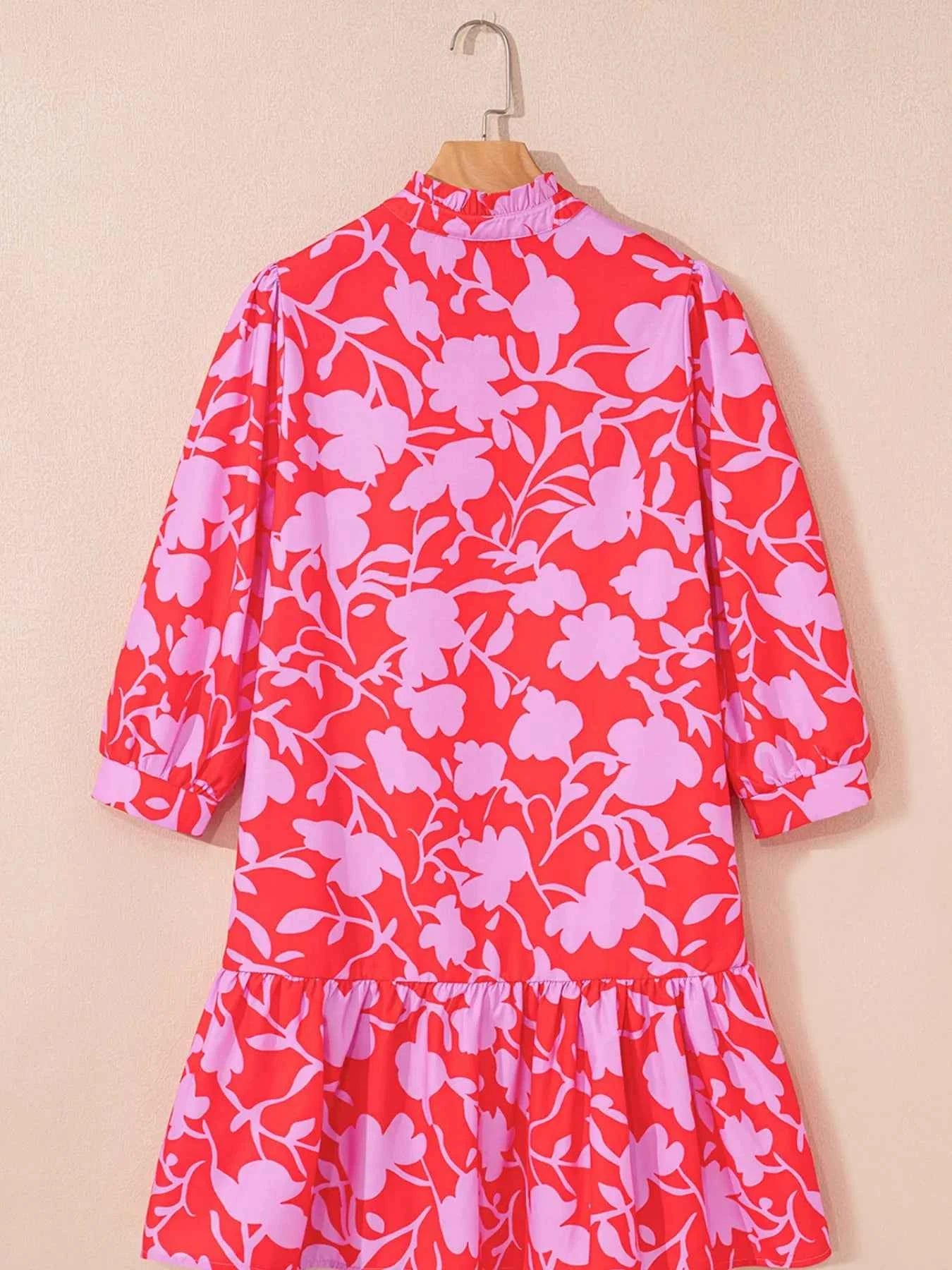 Floral Print Ruffle Hem Shirt Dress 2340cdcf-828d-4eed-ae92-f05ccd1f77ee-Max-Origin