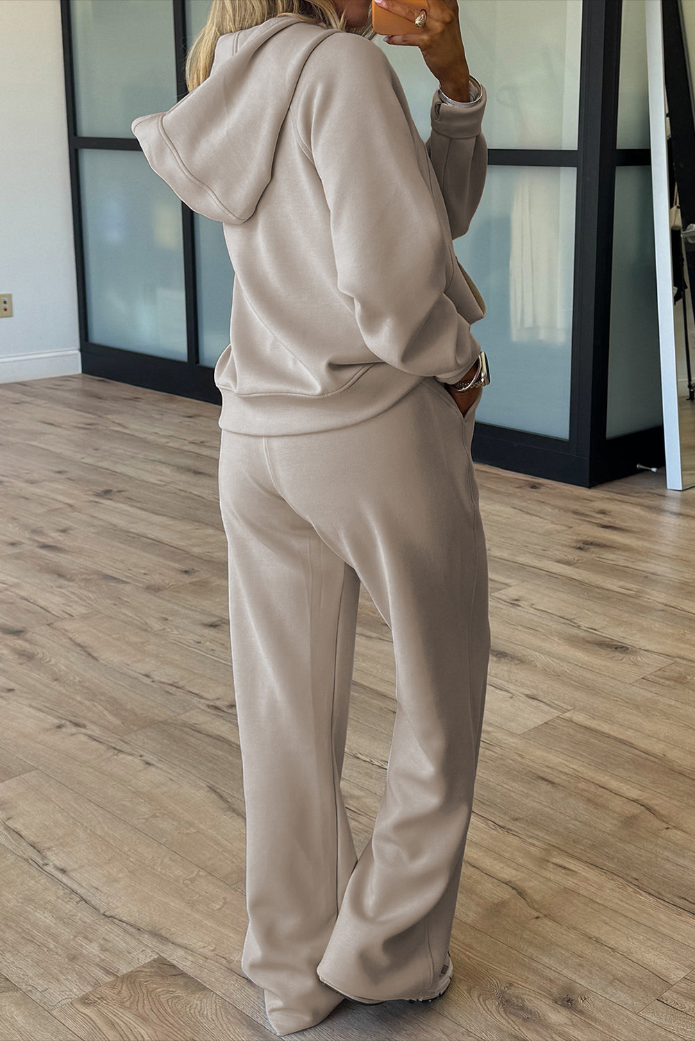 Beau Blue Half Zip Thumbhole Sleeve Hoodie Active Pants 2pcs Outfit 234265521ca1455e