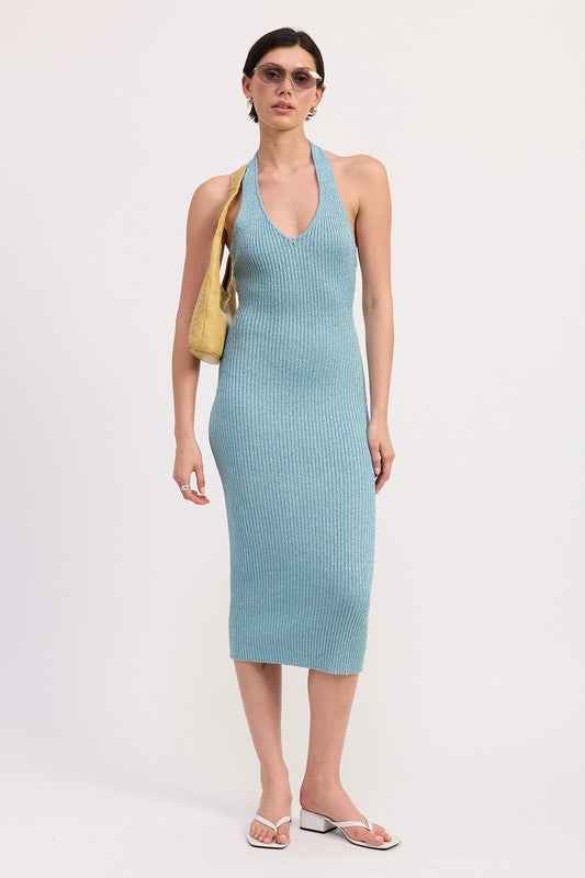 KNIT HALTER BODYCON MIDI DRESS LUMINESCENT BLUE 23469571_6e5bc270-cc0d-4041-81ac-573dd6dc151c