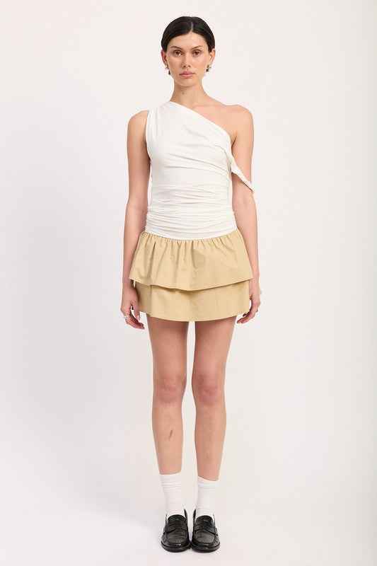 ONE-SHOULDER RUCHED LATERED MINI DRESS 23469579_6fd15936-7332-40fd-976a-c5f65a3dc5c8