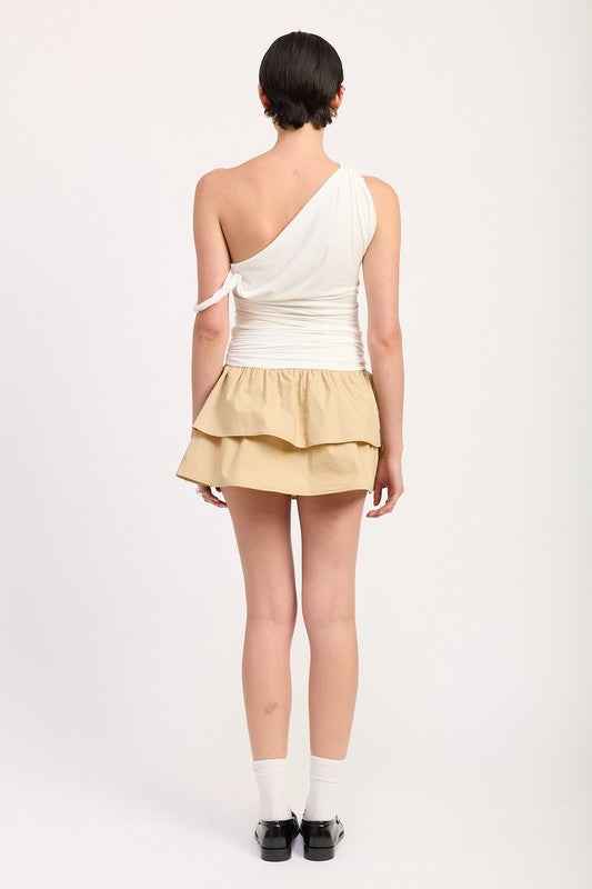 ONE-SHOULDER RUCHED LATERED MINI DRESS 23469579_d7fa39b8-de47-4128-ab4d-e304aea286d9