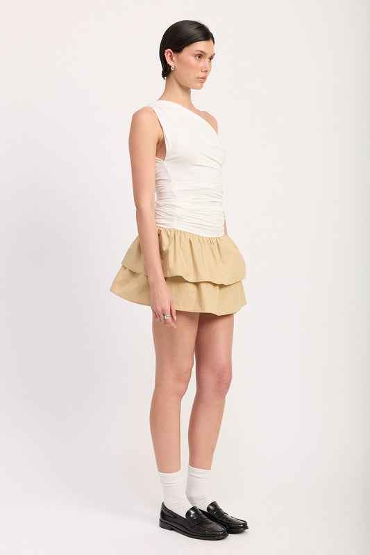 ONE-SHOULDER RUCHED LATERED MINI DRESS 23469579_f22b295b-2c9a-49a0-9f7c-f757b28ea7bd