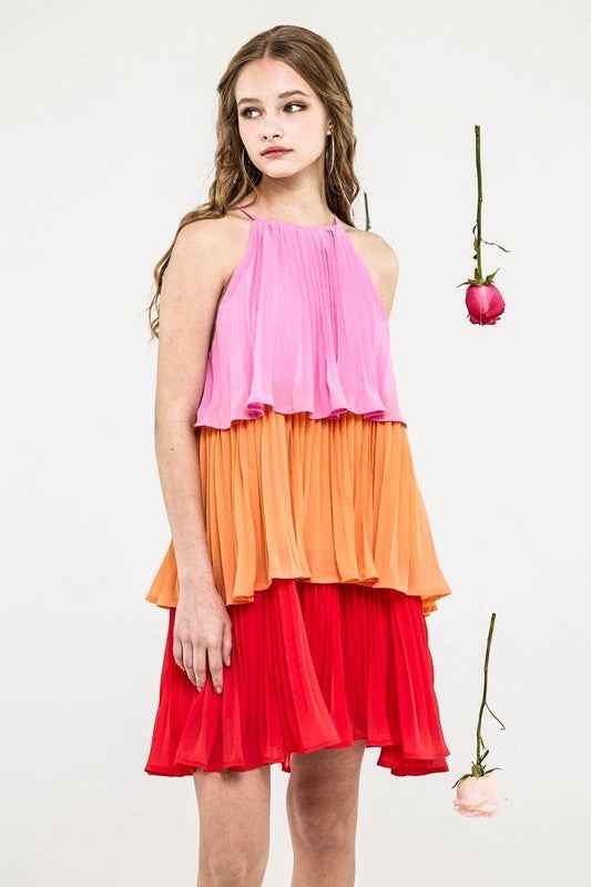 Tiered Pleated Swing Halter Mini Dress 23472807_9dce22c4-ef6b-48f9-8632-5bb3827c6a9b