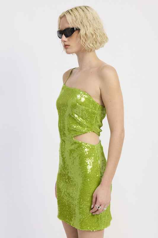 One-Shoulder Sequin Mini Dress with Cutout 23474284_0b502dbe-7f2f-4900-835e-7428ea6f4531
