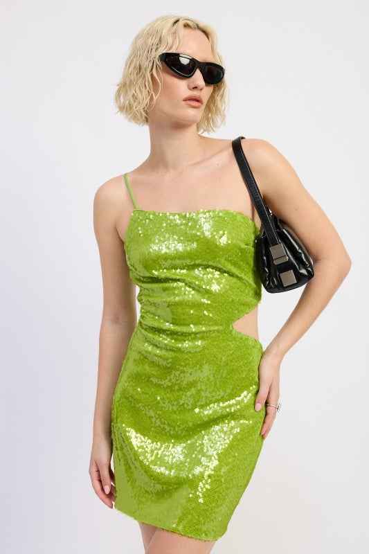 One-Shoulder Sequin Mini Dress with Cutout 23474284_a8946003-3be1-4d40-b59a-b7841ee17465