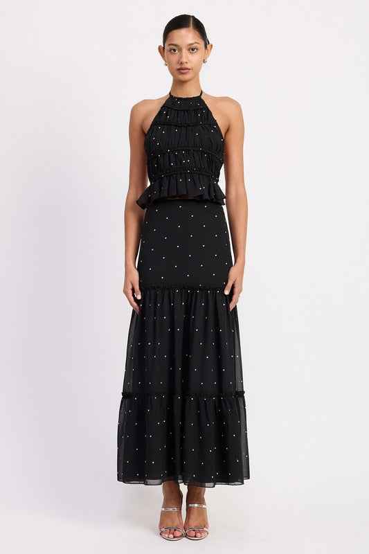 TIERED RUFFLE MIDI SKIRT BLACK POLKA DOT 23474418_71628580-3932-475e-a00b-513ab57545b7