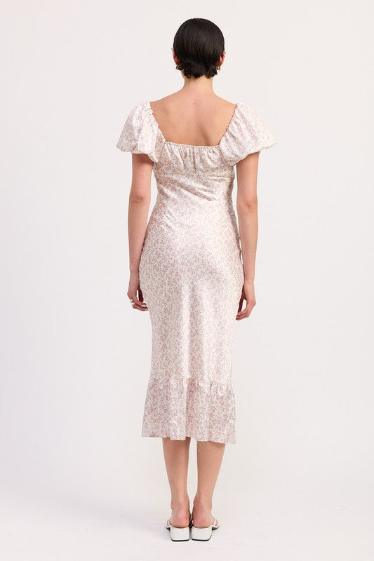 Floral puff sleeve midi dress 23474588_54f4d630-9d21-4e6c-aa78-94629e4dbb5a