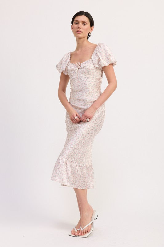 Floral puff sleeve midi dress 23474588_5cba4905-6109-4074-bd4b-b0067599c5b7