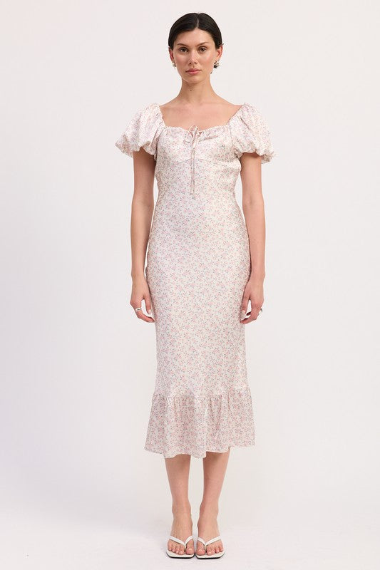 Floral puff sleeve midi dress 23474588_846e879f-9842-4c21-aa19-2d3db445e746