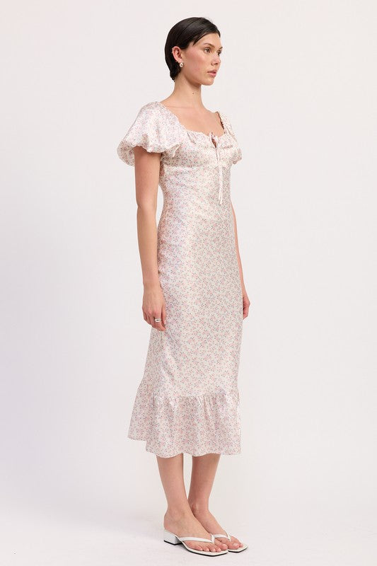 Floral puff sleeve midi dress 23474588_c992873a-62b3-494f-8dab-903e36ab5175