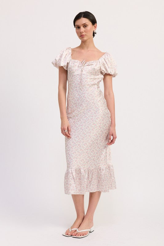 Floral puff sleeve midi dress PINK DITSY 23474588_e548e415-e72a-4b9b-8559-3550d7b6f6eb