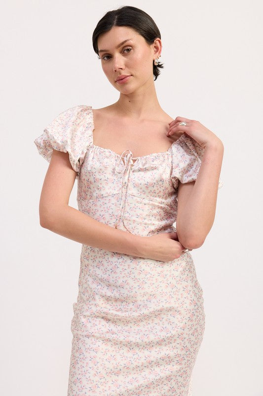 Floral puff sleeve midi dress 23474588_eae4abd8-0918-455f-924d-cf3f87b34e07