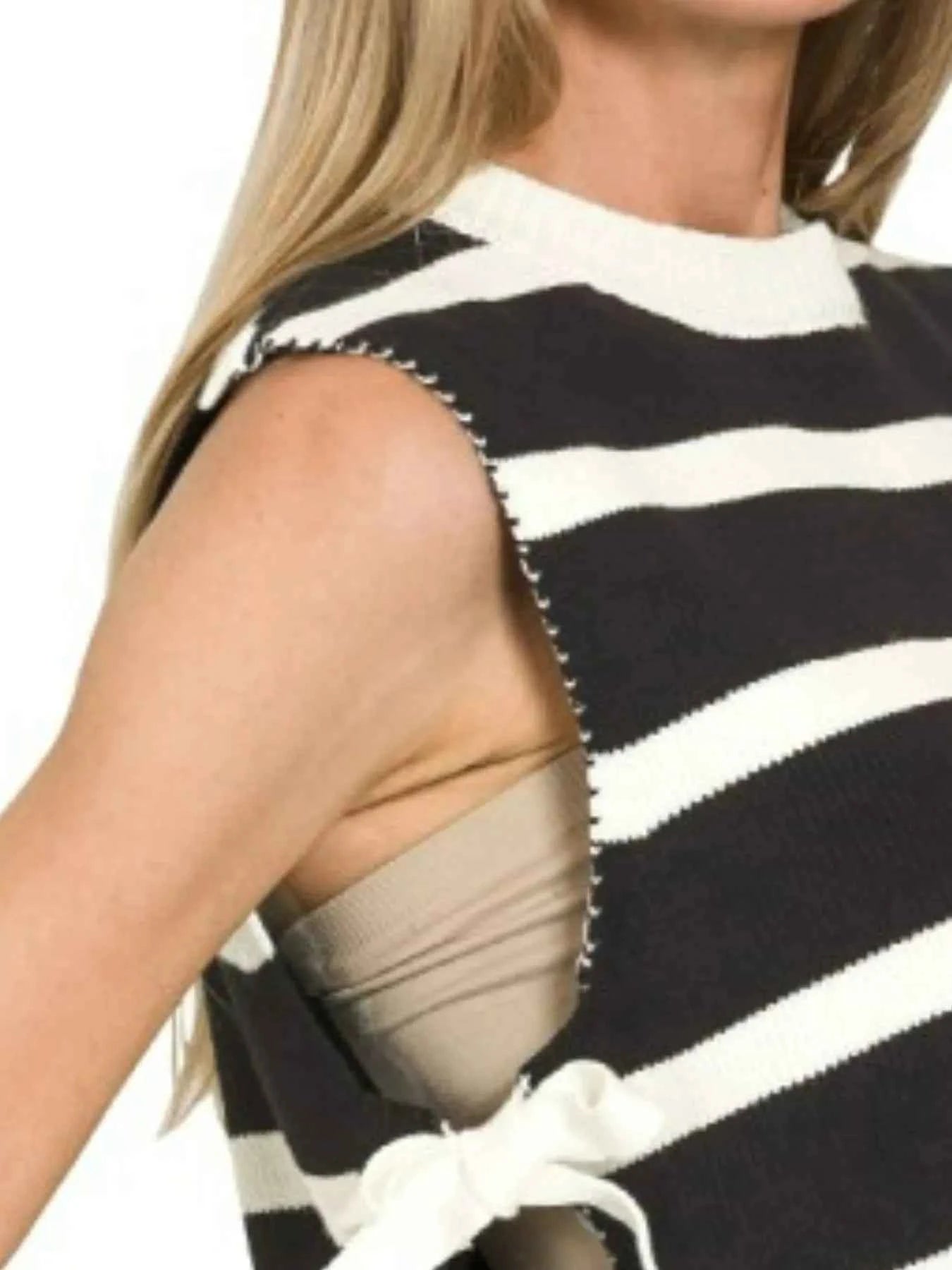 Zenana Side Tie Stripe Sweater Vest 234f4f3b-0e44-443d-963b-6bc6c1c630ca-Max-Origin