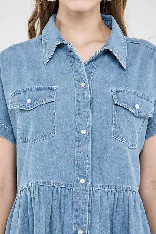 Button Down Tiered Babydoll Denim Shirt Dress 23506235_c442792b-457f-4b1d-9714-82918cb81a03