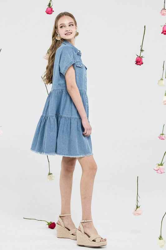 Button Down Tiered Babydoll Denim Shirt Dress 23506235_d23e83f8-4c9f-4c5f-9a93-afaac74c2527
