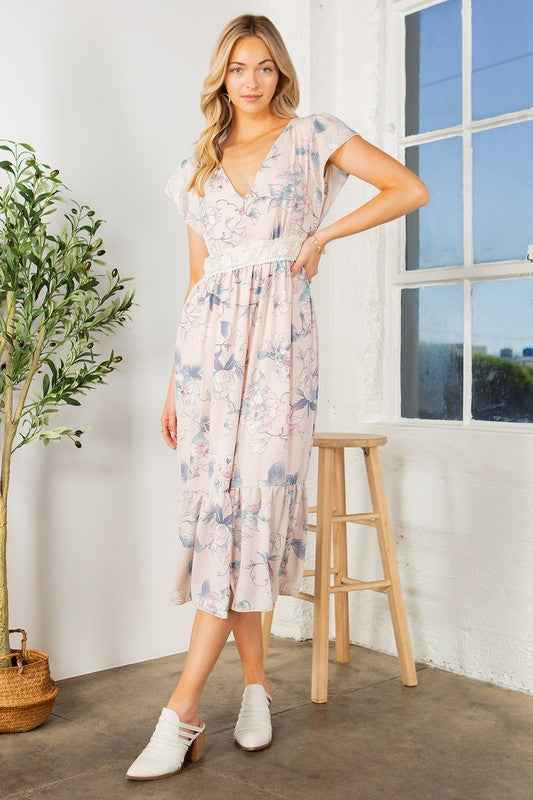 Lace Detailed Flutter Sleeve Ruffle Dress 23528549_b64d64a2-09cb-4279-ba5e-31c40f175f2f