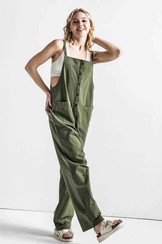 Plus Button Down Sleeveless Overall Jumpsuit Olive 23564252_c090e512-3d1c-4811-9650-1db4b2c78f7a