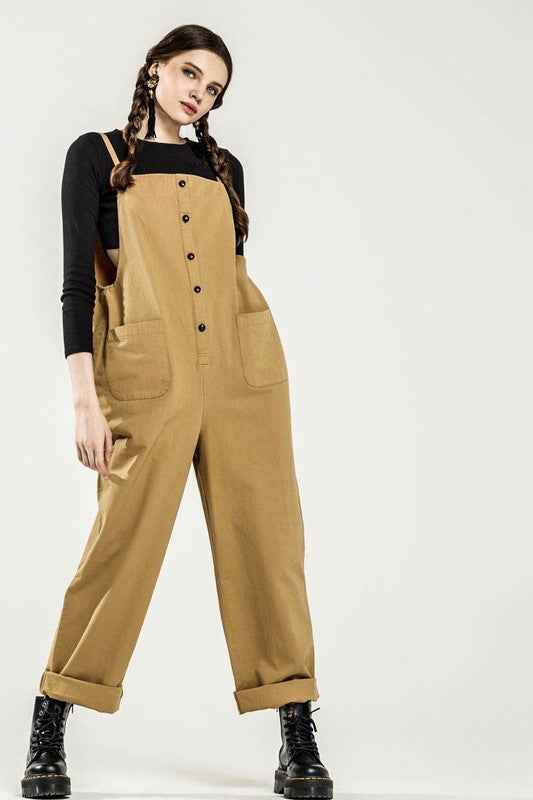 Plus Button Down Sleeveless Overall Jumpsuit Sand 23564252_c5b1b0b6-2272-4018-bdad-7a6af58d5b63