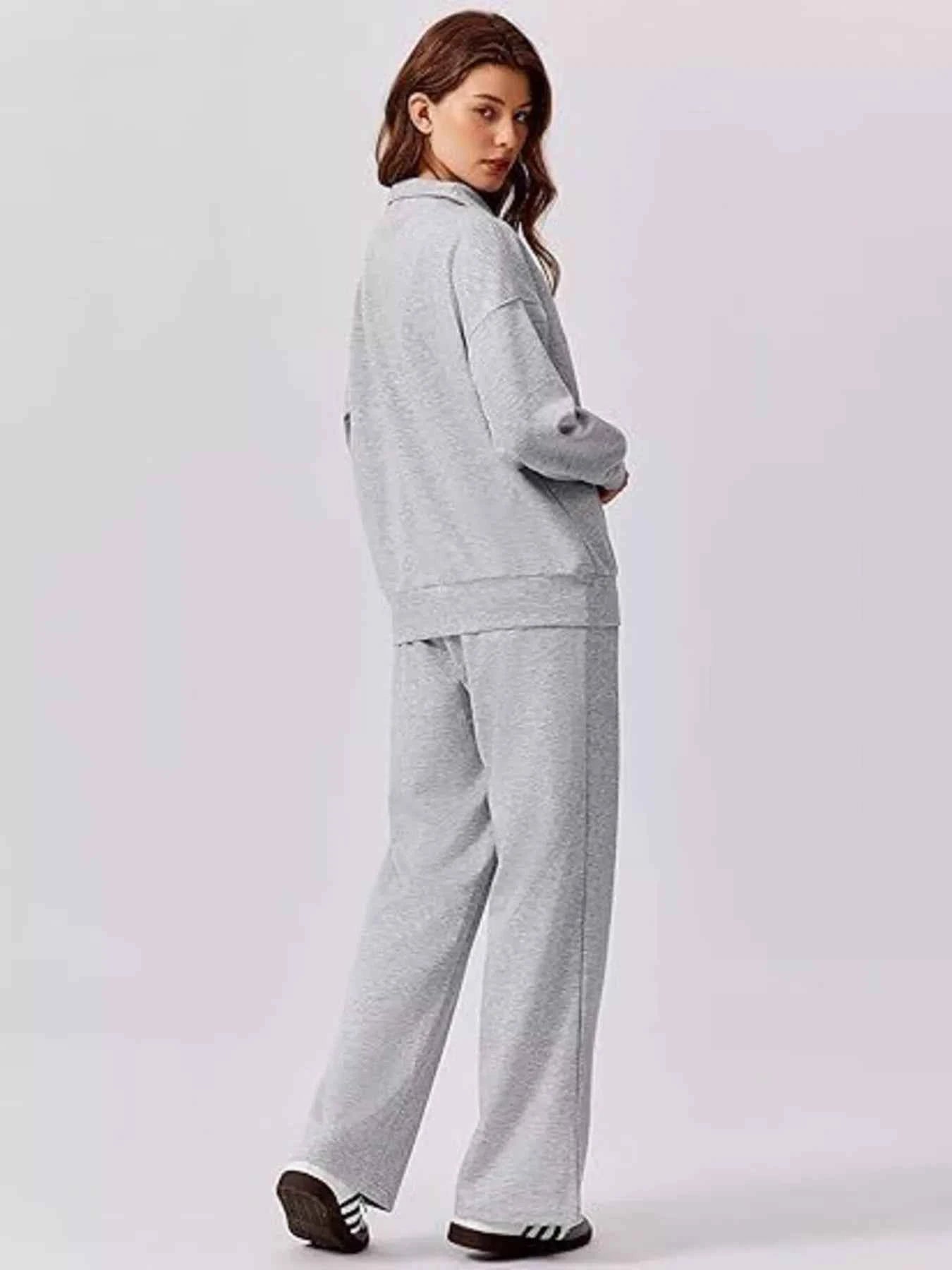 Relaxed Fit Quarter-Zip Top and Pants Set 2361191f9f7641ef8df944775ffb1d69-Max-Origin