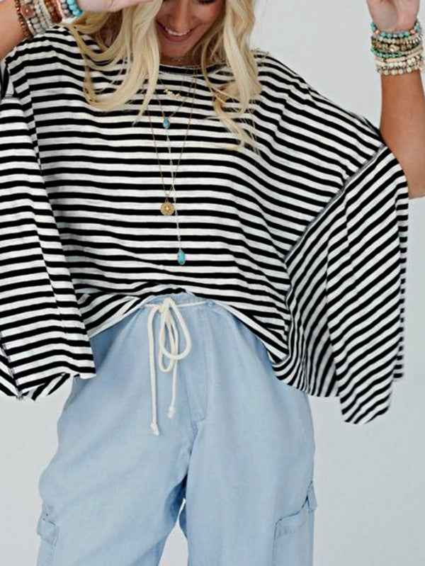 Cotton Striped Batwing Sleeve Oversized Top 23643781_7019ac13-d0c4-4a7a-b568-9be6a59682ac