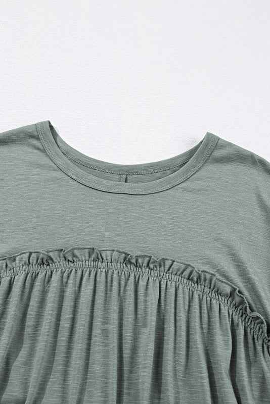 Viscose Green Frilled Seam Pocket T Shirt Dress 23674250_4806b2f9-7f8d-487f-b9be-4edfd20df3dd