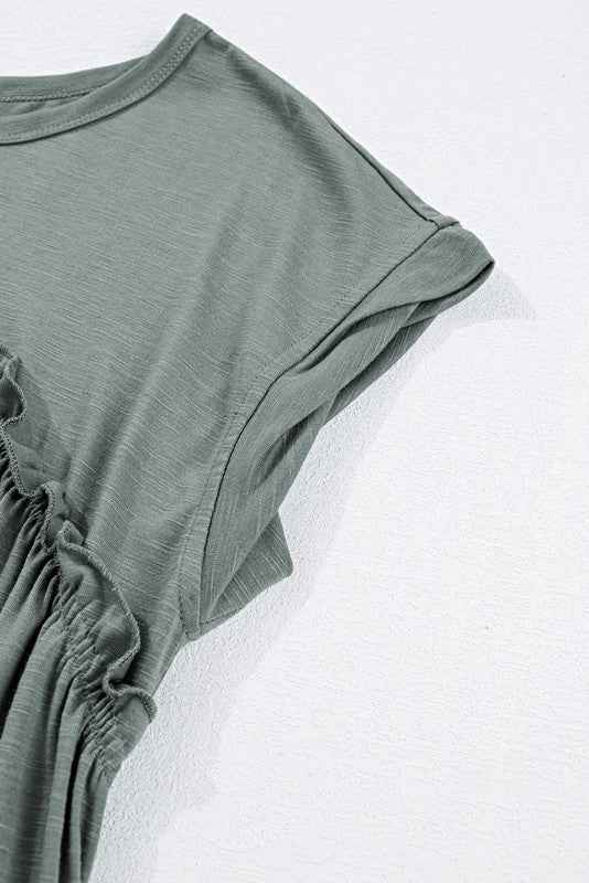 Viscose Green Frilled Seam Pocket T Shirt Dress 23674250_cd4249ed-10e2-4550-9464-99933188c64a