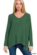 Zenana Dolman Sleeve V-Neck Sweater DK GREEN 236b0287057e4b08b50239d4aa576ab4-Max-Origin