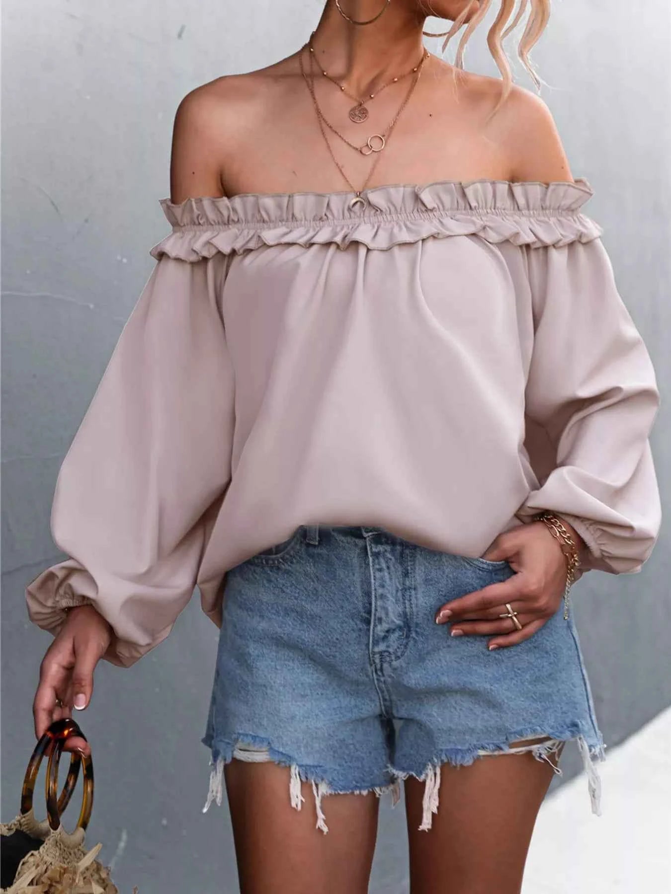 Frill Off-Shoulder Long Sleeve Blouse 237cc6d3-cbf0-4190-a3bd-4c1c52ff4e53-Max-Origin