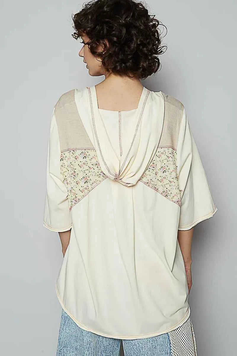 POL Lace-Up Hooded T-Shirt with Paisley Panel Detail 238bdbc6-758b-4efc-85c6-58c7ec1f1169-Max-Origin