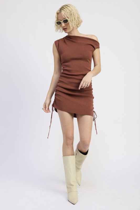 OFF SHOULDER MINI DRESS WITH DRAWSTRINGS 23918825_1b982f3b-87ad-4b44-9072-07765f7bbffa