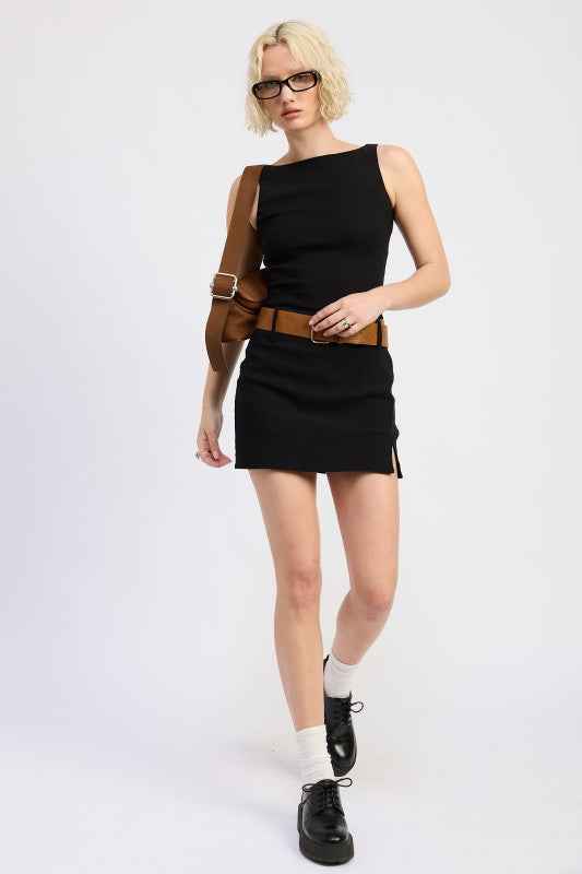 BOAT NECK MINI TANK DRESS WITH CHUNKY BELT 23919474_826dd191-c398-4ed3-b680-3f7db8ba969d