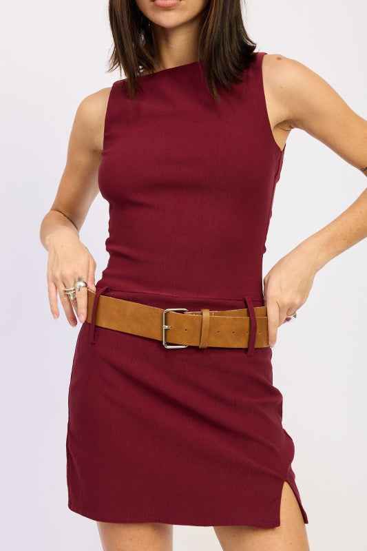 BOAT NECK MINI TANK DRESS WITH CHUNKY BELT 23919474_87e6a023-1784-45fe-8f24-a58b24525f32