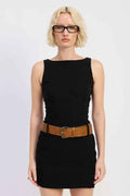 BOAT NECK MINI TANK DRESS WITH CHUNKY BELT BLACK S 23919474_e46d3f6a-8178-4e60-a352-a54c801e427d